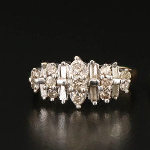 10k Vintage .6 ctw Diamond Cluster Ring